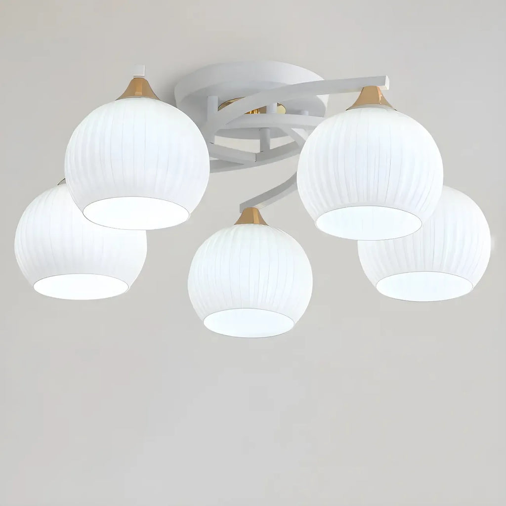 Plafonnier semi-encastré minimaliste en verre blanc dôme