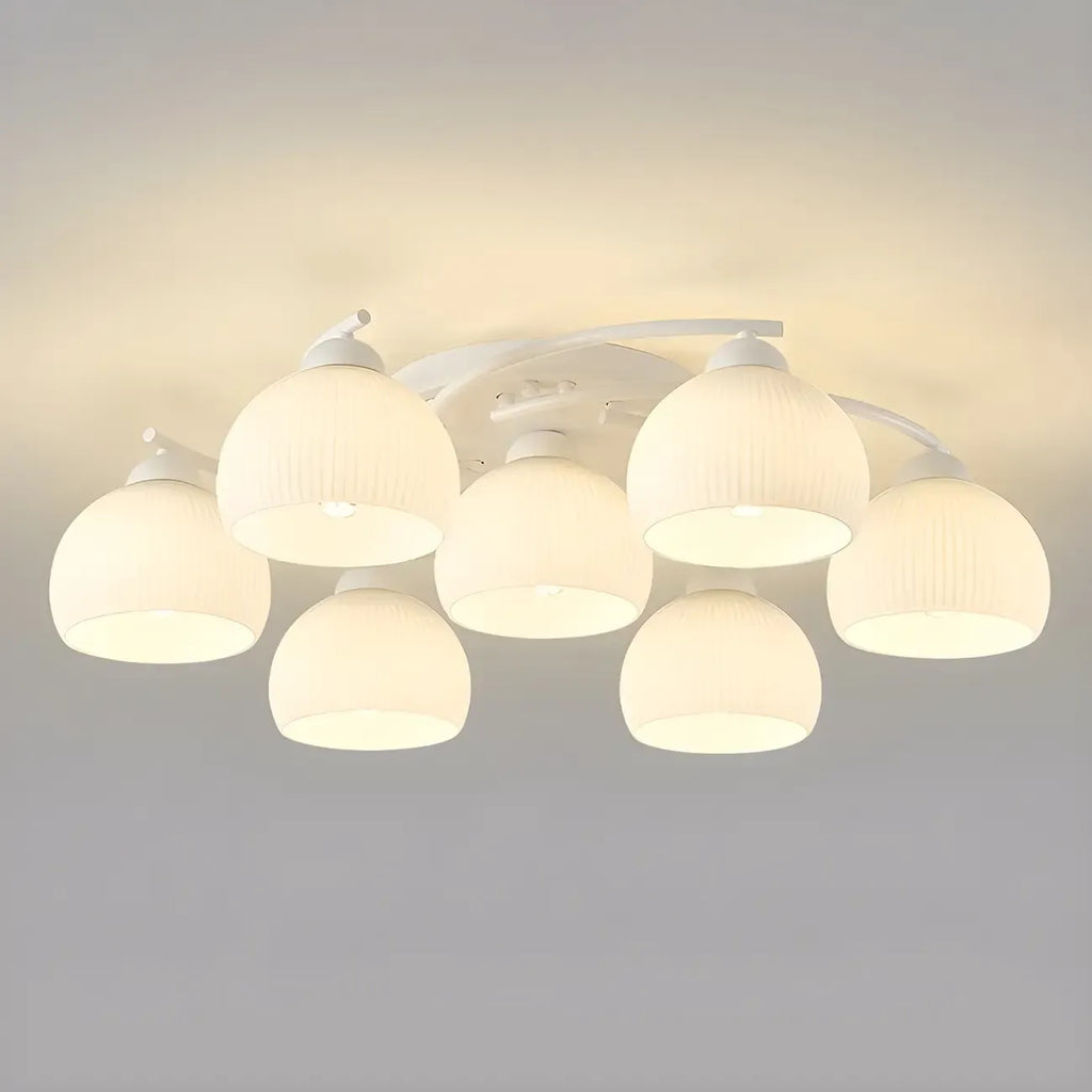 Plafonnier semi-encastré minimaliste en verre blanc dôme