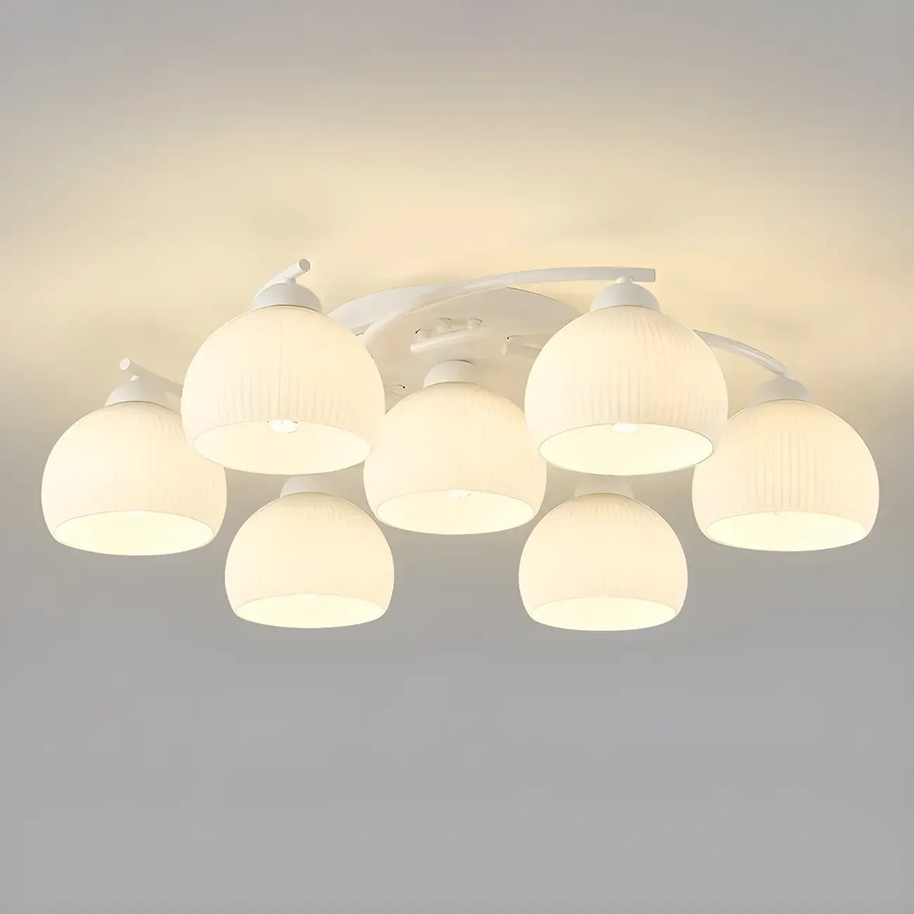 Plafonnier semi-encastré minimaliste en verre blanc dôme