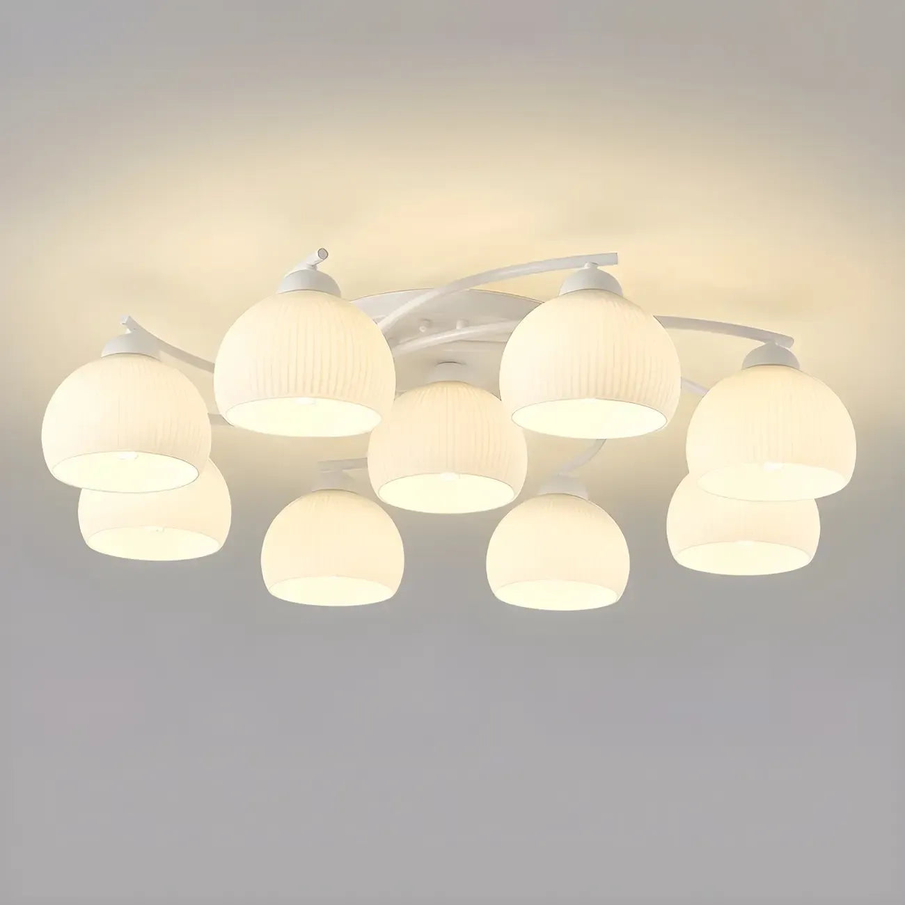 Plafonnier semi-encastré minimaliste en verre blanc dôme