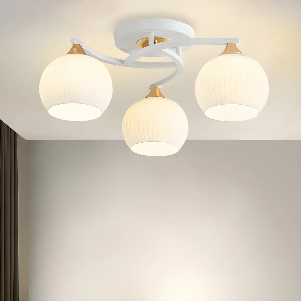 Plafonnier semi-encastré minimaliste en verre blanc dôme