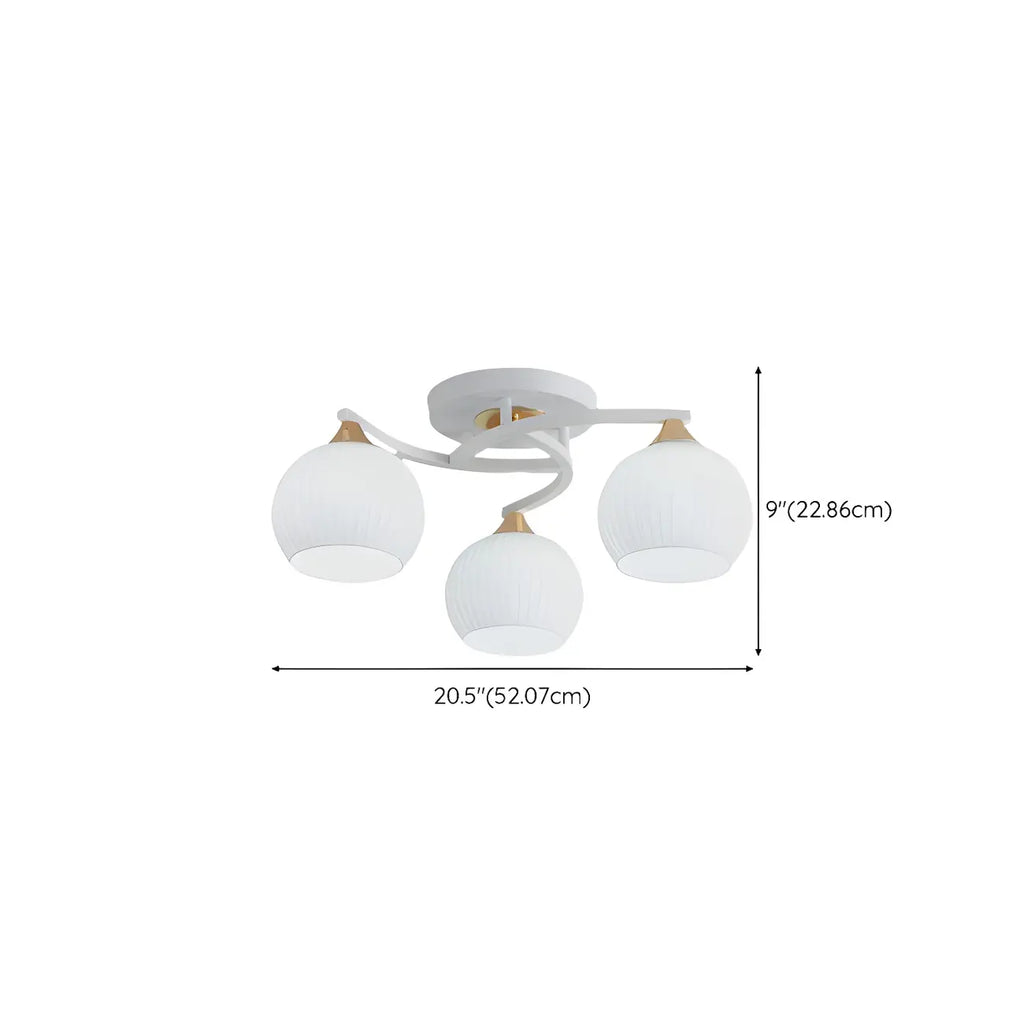 Plafonnier semi-encastré minimaliste en verre blanc dôme