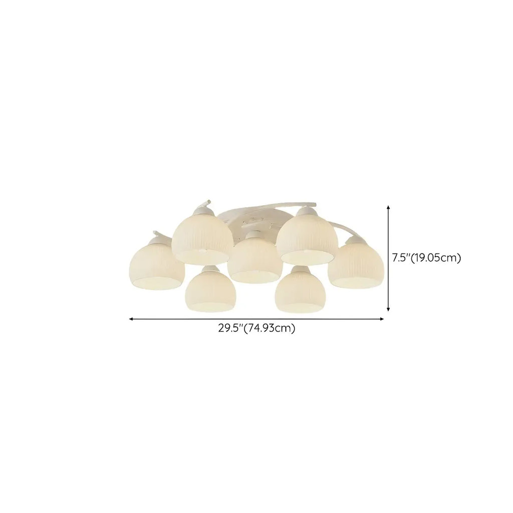 Plafonnier semi-encastré minimaliste en verre blanc dôme