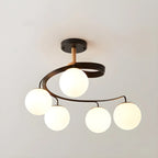 Plafonnier semi-encastré moderne en métal avec ampoule globe.