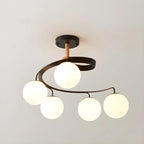 Plafonnier semi-encastré moderne en métal avec ampoule globe.