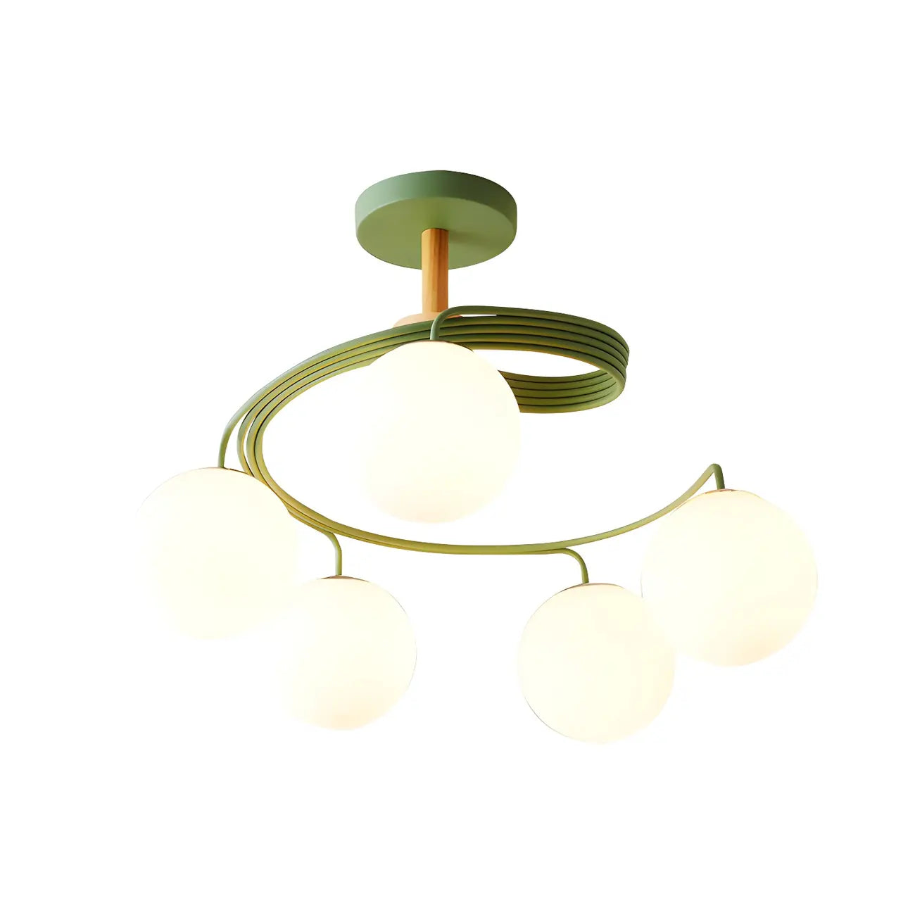 Plafonnier semi-encastré moderne en métal avec ampoule globe.