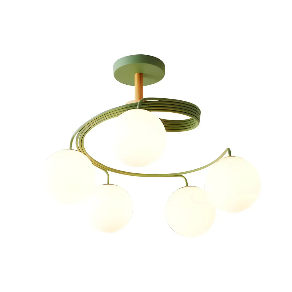 Plafonnier semi-encastré moderne en métal avec ampoule globe.