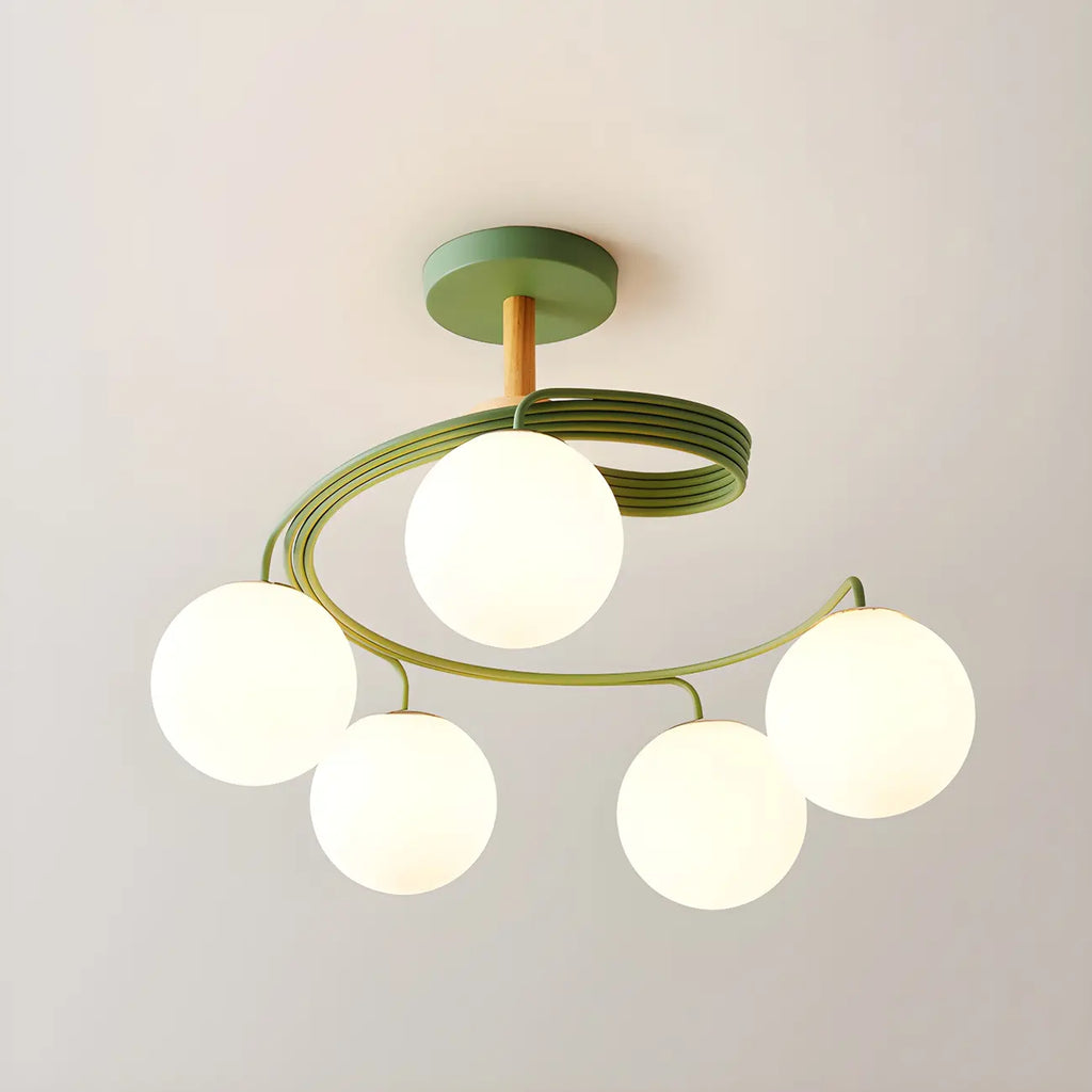 Plafonnier semi-encastré moderne en métal avec ampoule globe.