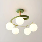 Plafonnier semi-encastré moderne en métal avec ampoule globe.