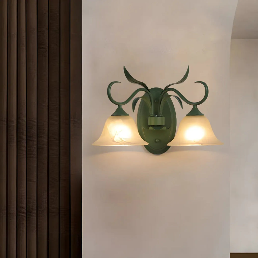 Applique murale LED florale avec abat-jour en verre pour espaces intérieurs