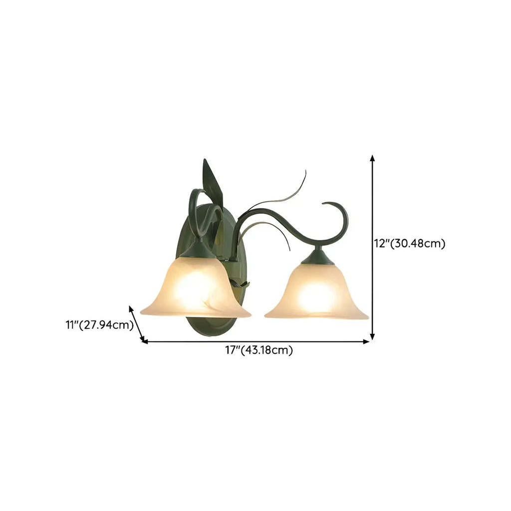 Applique murale LED florale avec abat-jour en verre pour espaces intérieurs