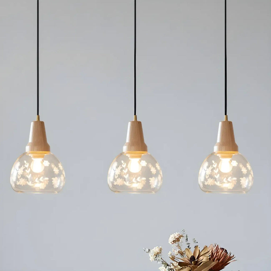Suspension élégante en verre transparent pour îlot de cuisine
