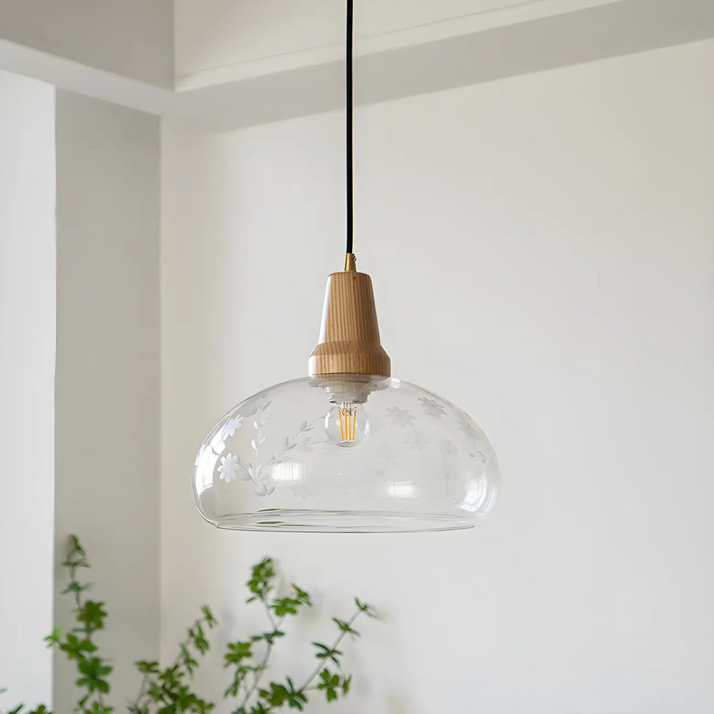 Suspension élégante en verre transparent pour îlot de cuisine