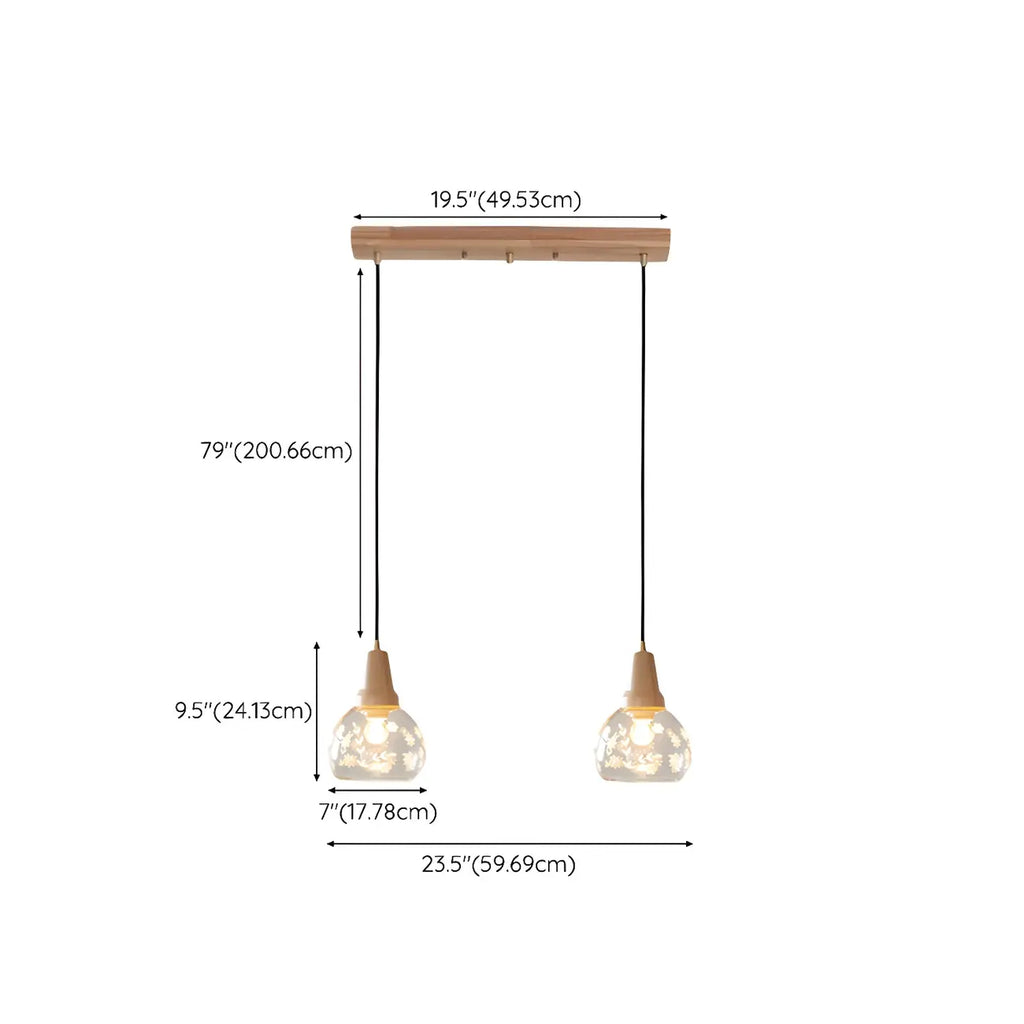Suspension élégante en verre transparent pour îlot de cuisine