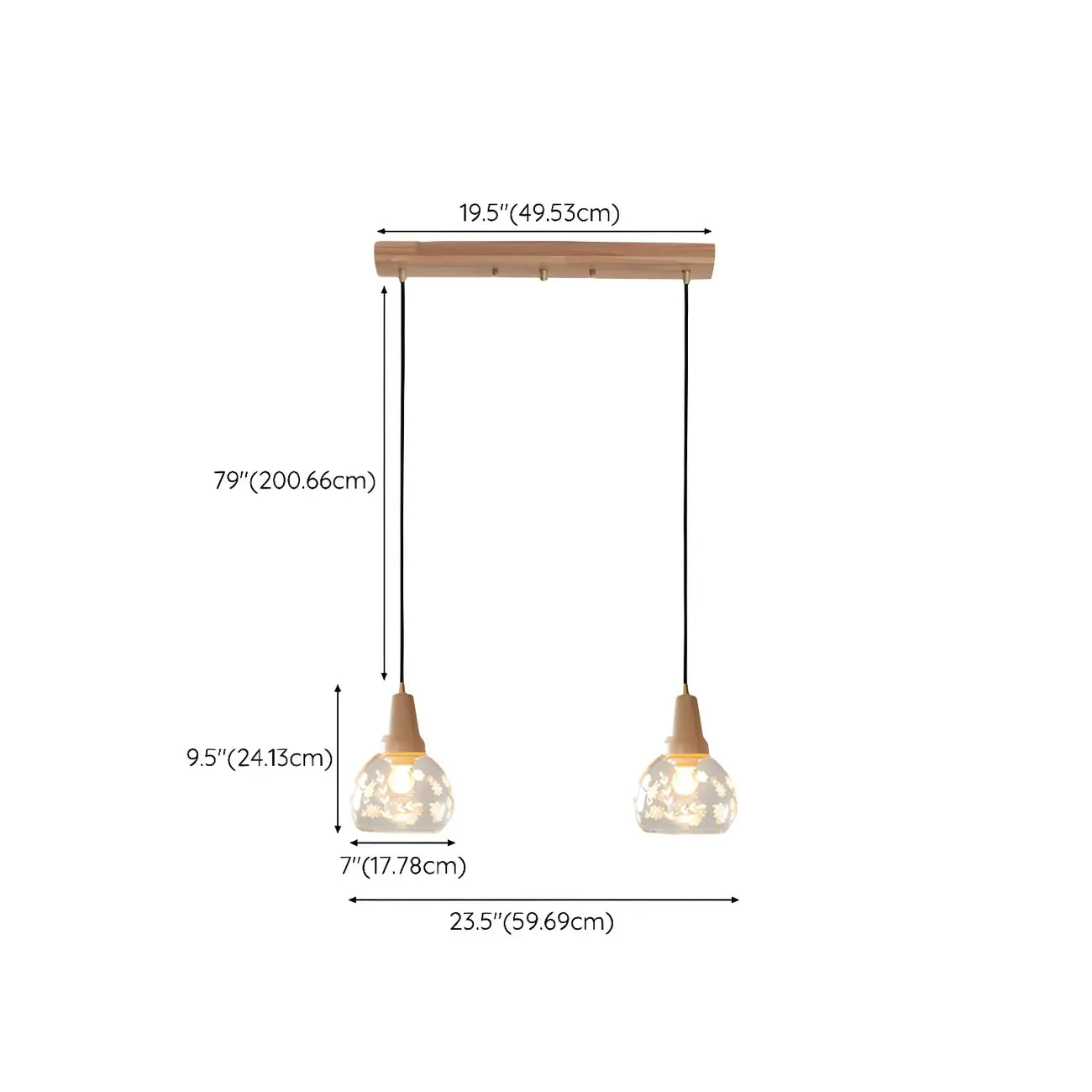 Suspension élégante en verre transparent pour îlot de cuisine