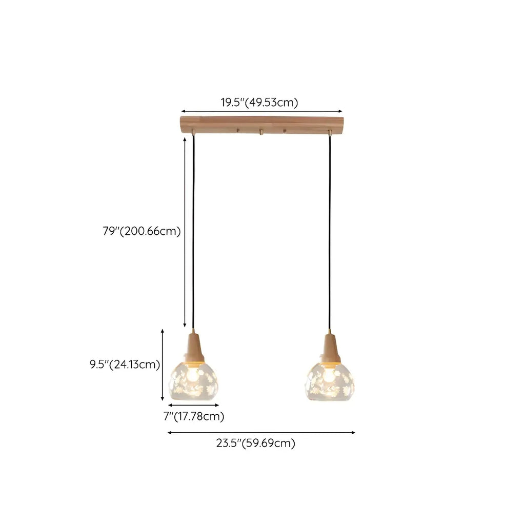 Suspension élégante en verre transparent pour îlot de cuisine