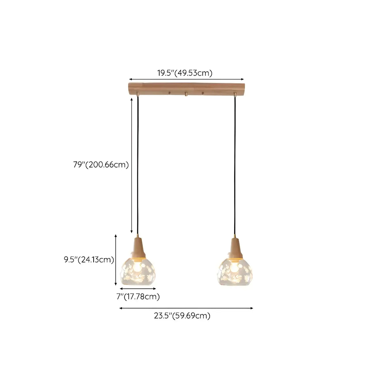 Suspension élégante en verre transparent pour îlot de cuisine