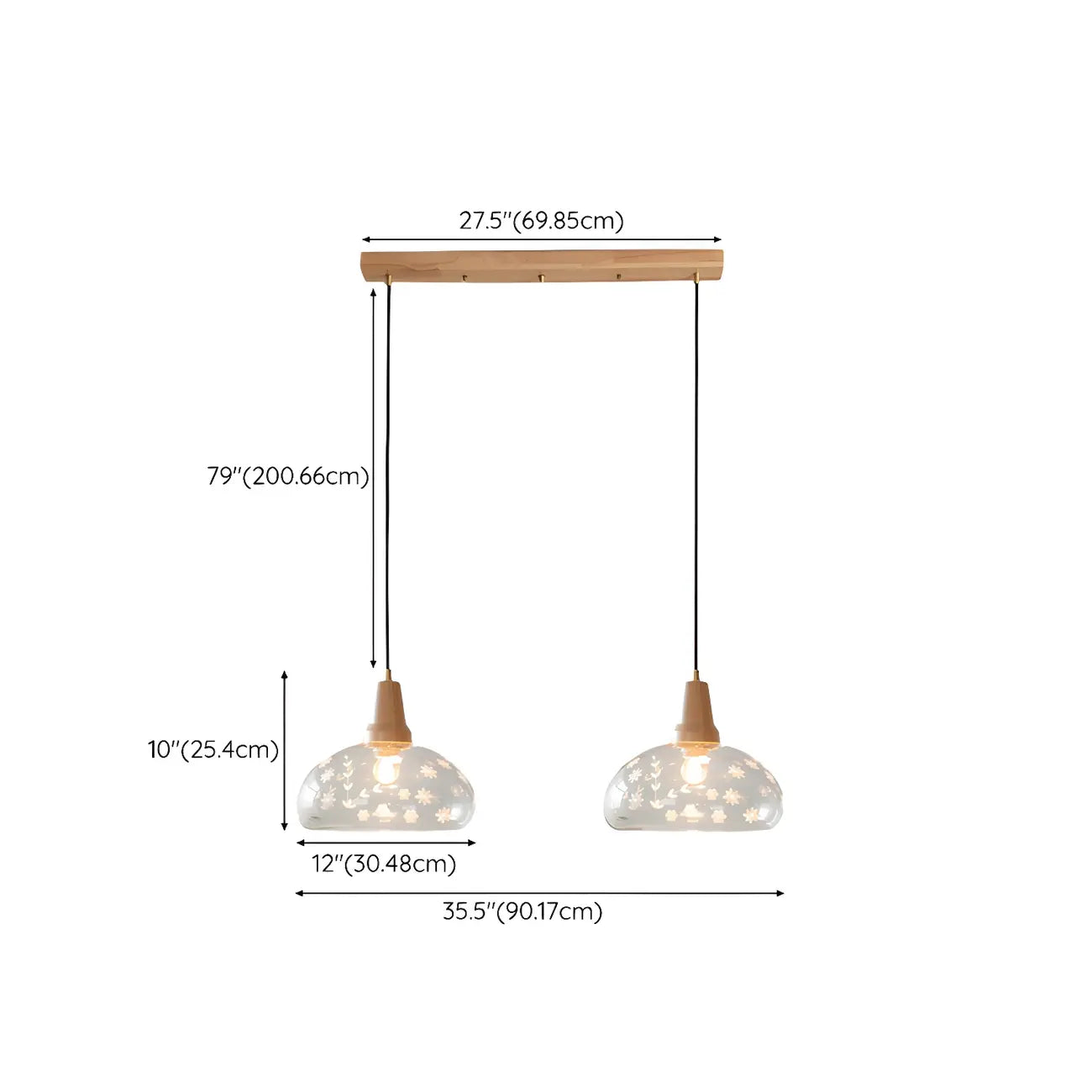 Suspension élégante en verre transparent pour îlot de cuisine