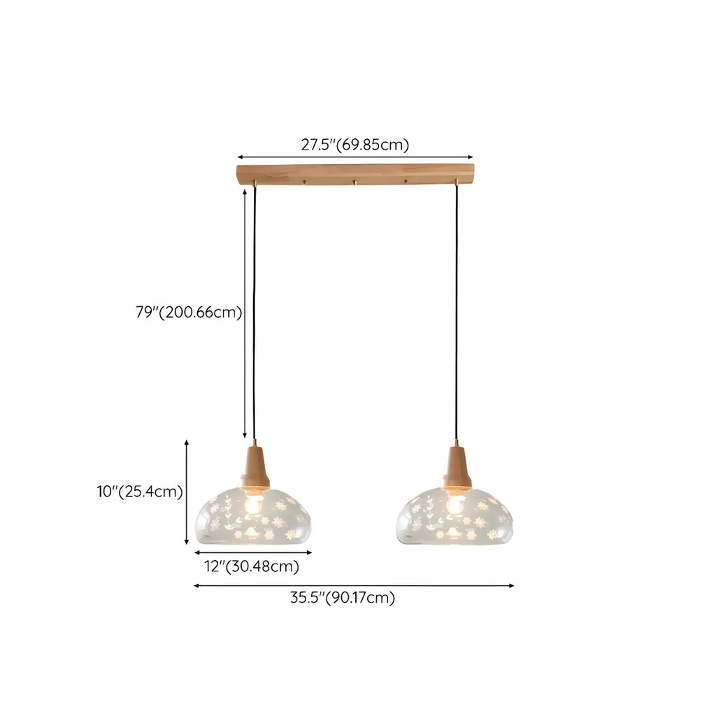 Suspension élégante en verre transparent pour îlot de cuisine