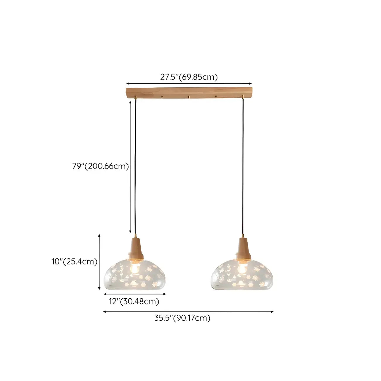Suspension élégante en verre transparent pour îlot de cuisine