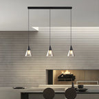 Suspension moderne conique en verre noir pour îlot de cuisine