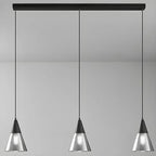 Suspension moderne conique en verre noir pour îlot de cuisine