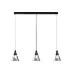 Suspension moderne conique en verre noir pour îlot de cuisine