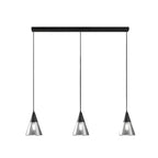 Suspension moderne conique en verre noir pour îlot de cuisine