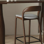 Tabouret de bar moderne du milieu du siècle en bois et similicuir