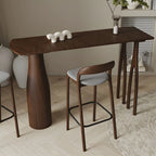 Tabouret de bar moderne du milieu du siècle en bois et similicuir