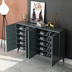 Meuble à chaussures en bois vert brillant pour entrée