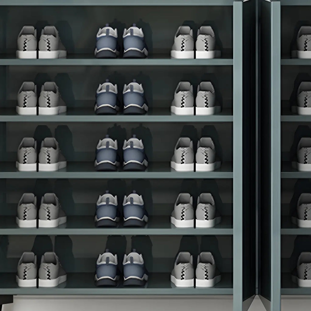 Meuble à chaussures en bois vert brillant pour entrée