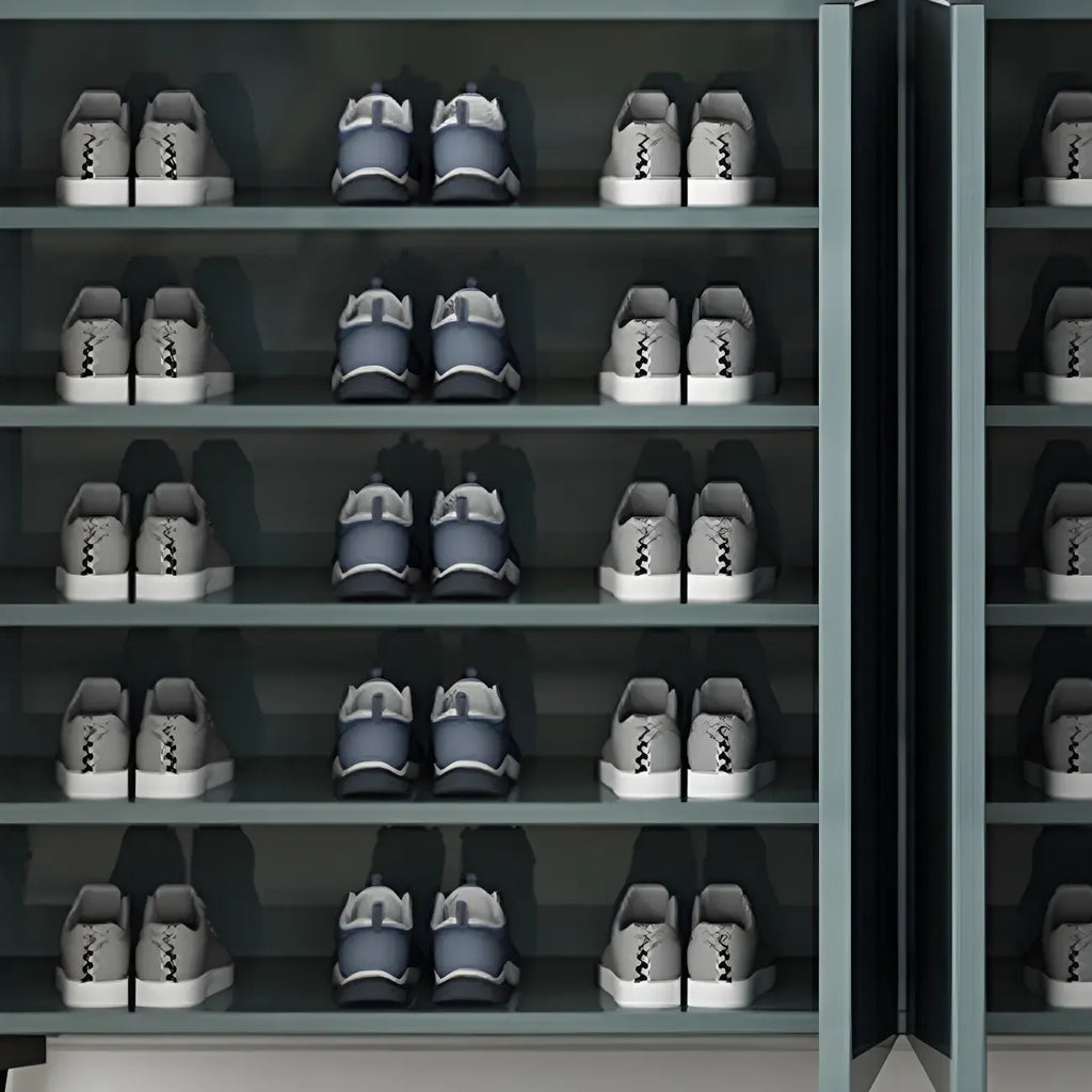 Meuble à chaussures en bois vert brillant pour entrée