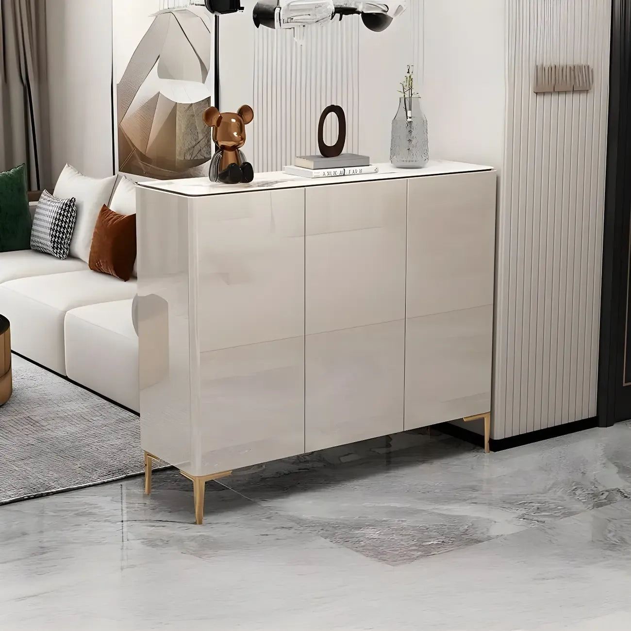 Meuble à chaussures en bois vert brillant pour entrée
