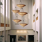 Suspension Art Déco en métal à plusieurs niveaux, style parasol