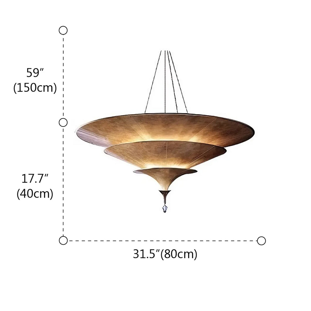 Suspension Art Déco en métal à plusieurs niveaux, style parasol