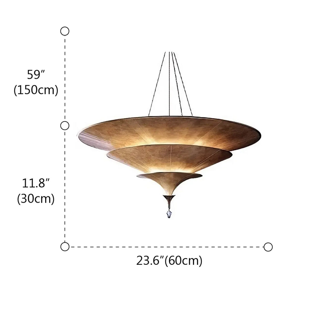 Suspension Art Déco en métal à plusieurs niveaux, style parasol