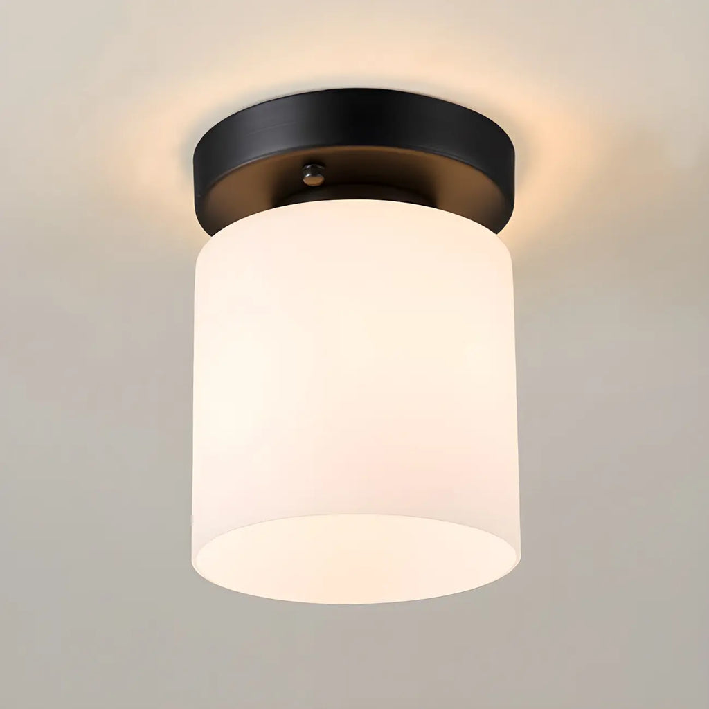 Plafonnier semi-encastré cylindrique minimaliste en verre noir