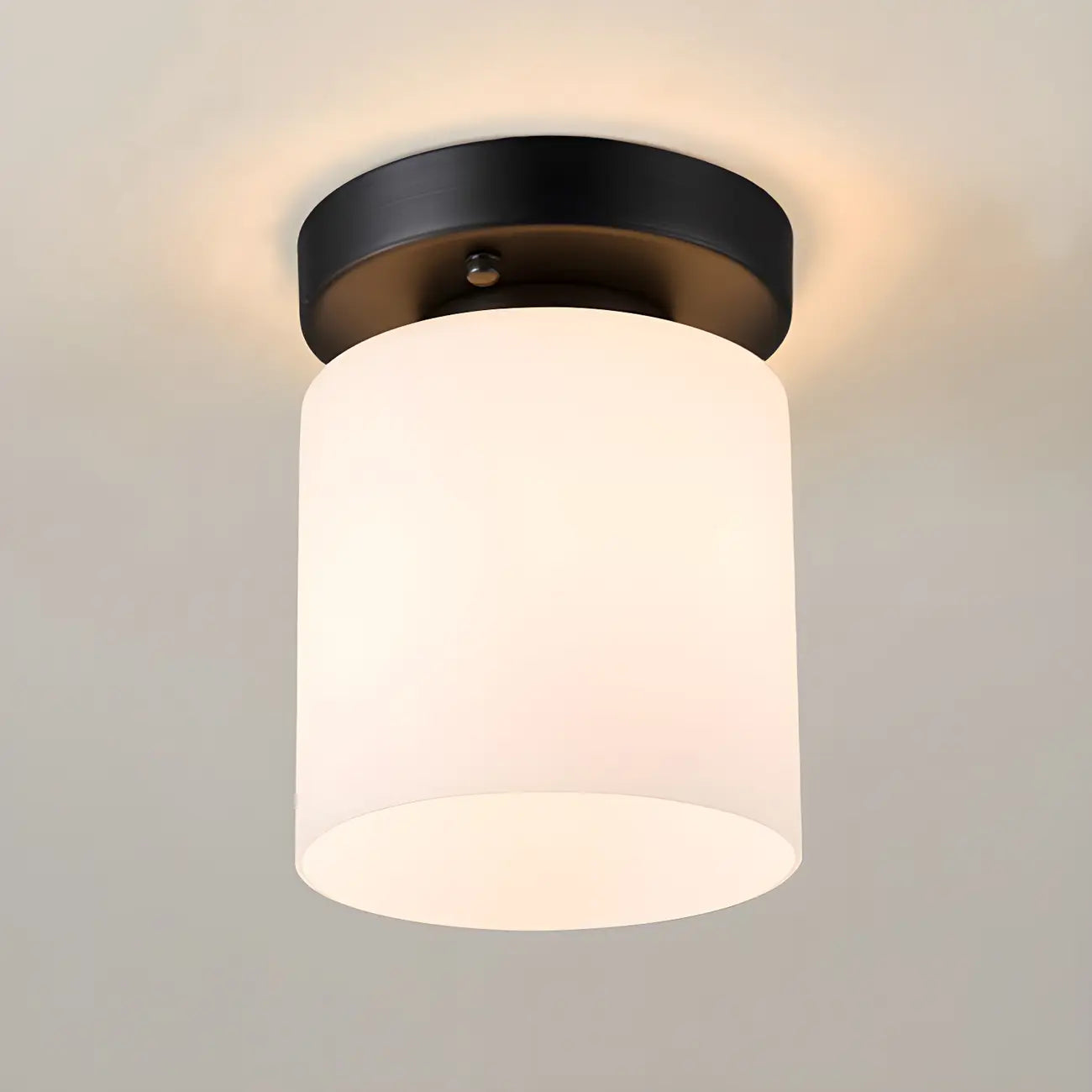 Plafonnier semi-encastré cylindrique minimaliste en verre noir