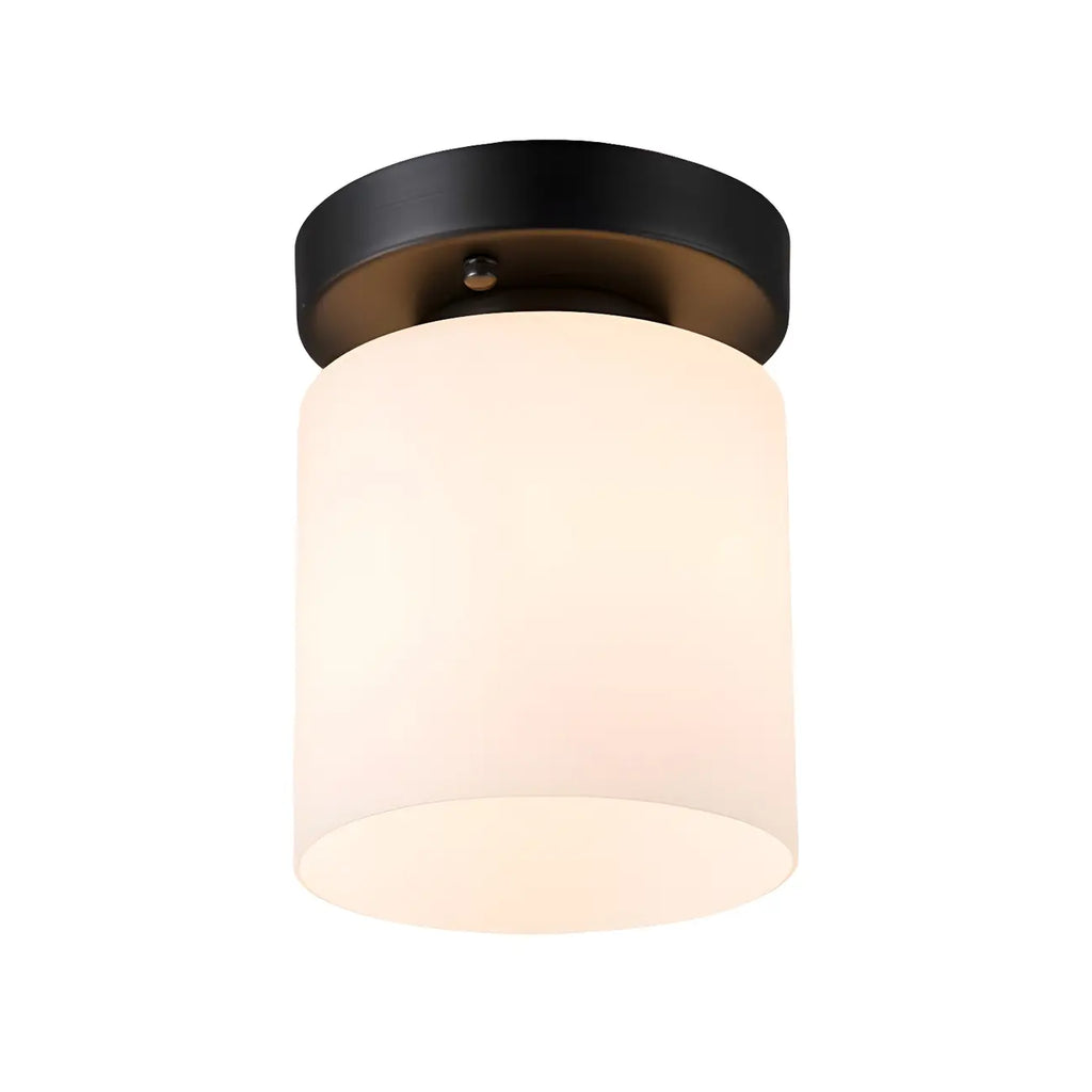 Plafonnier semi-encastré cylindrique minimaliste en verre noir