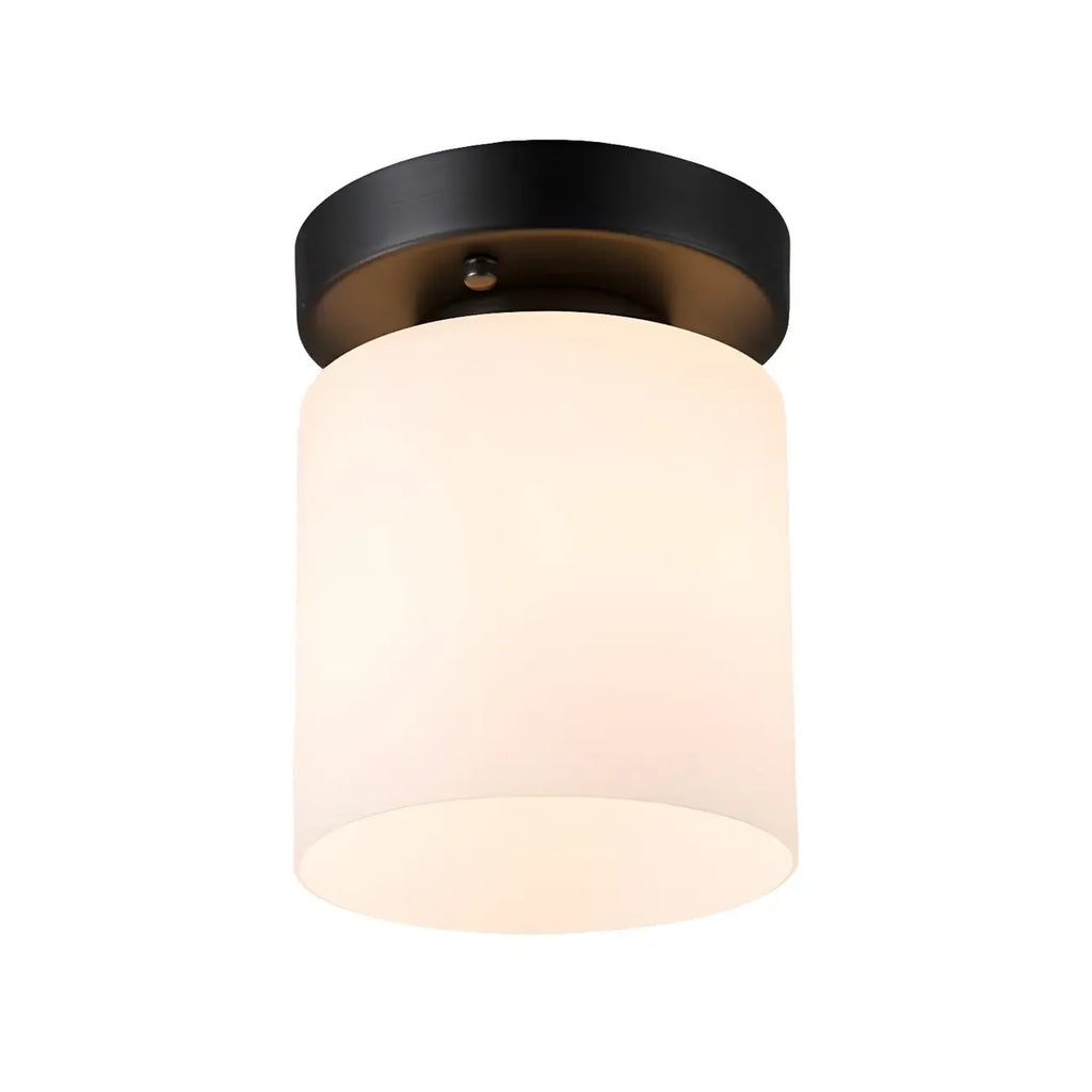 Plafonnier semi-encastré cylindrique minimaliste en verre noir