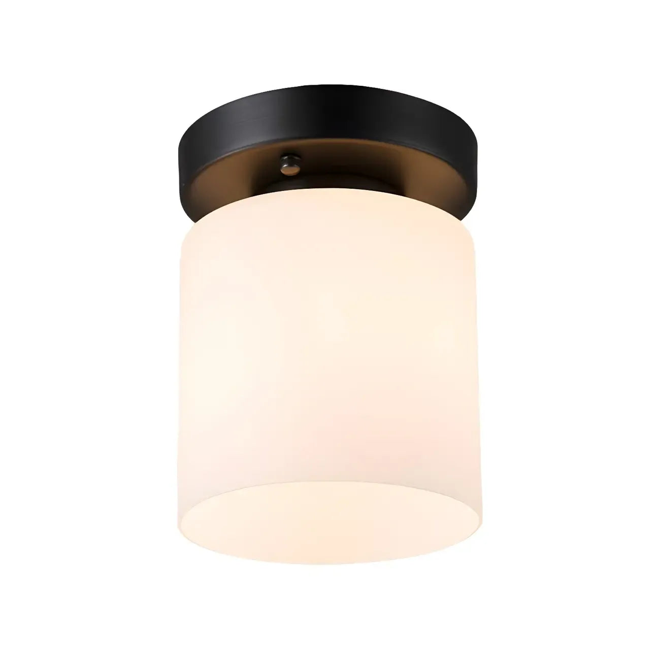Plafonnier semi-encastré cylindrique minimaliste en verre noir