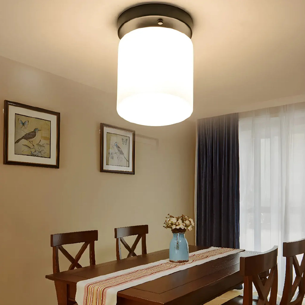 Plafonnier semi-encastré cylindrique minimaliste en verre noir