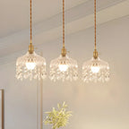 Luminaires suspendus élégants en cristal doré pour îlot