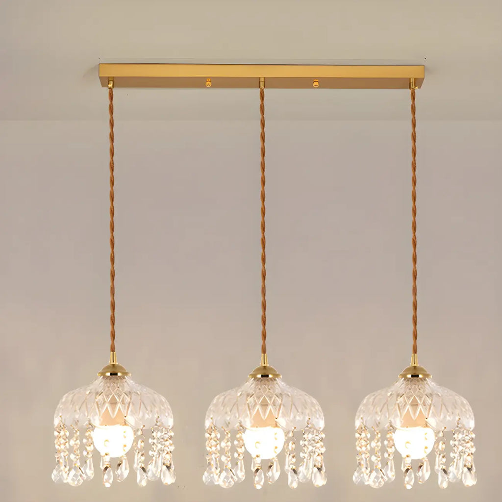 Luminaires suspendus élégants en cristal doré pour îlot