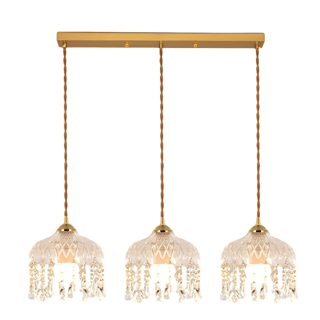 Luminaires suspendus élégants en cristal doré pour îlot