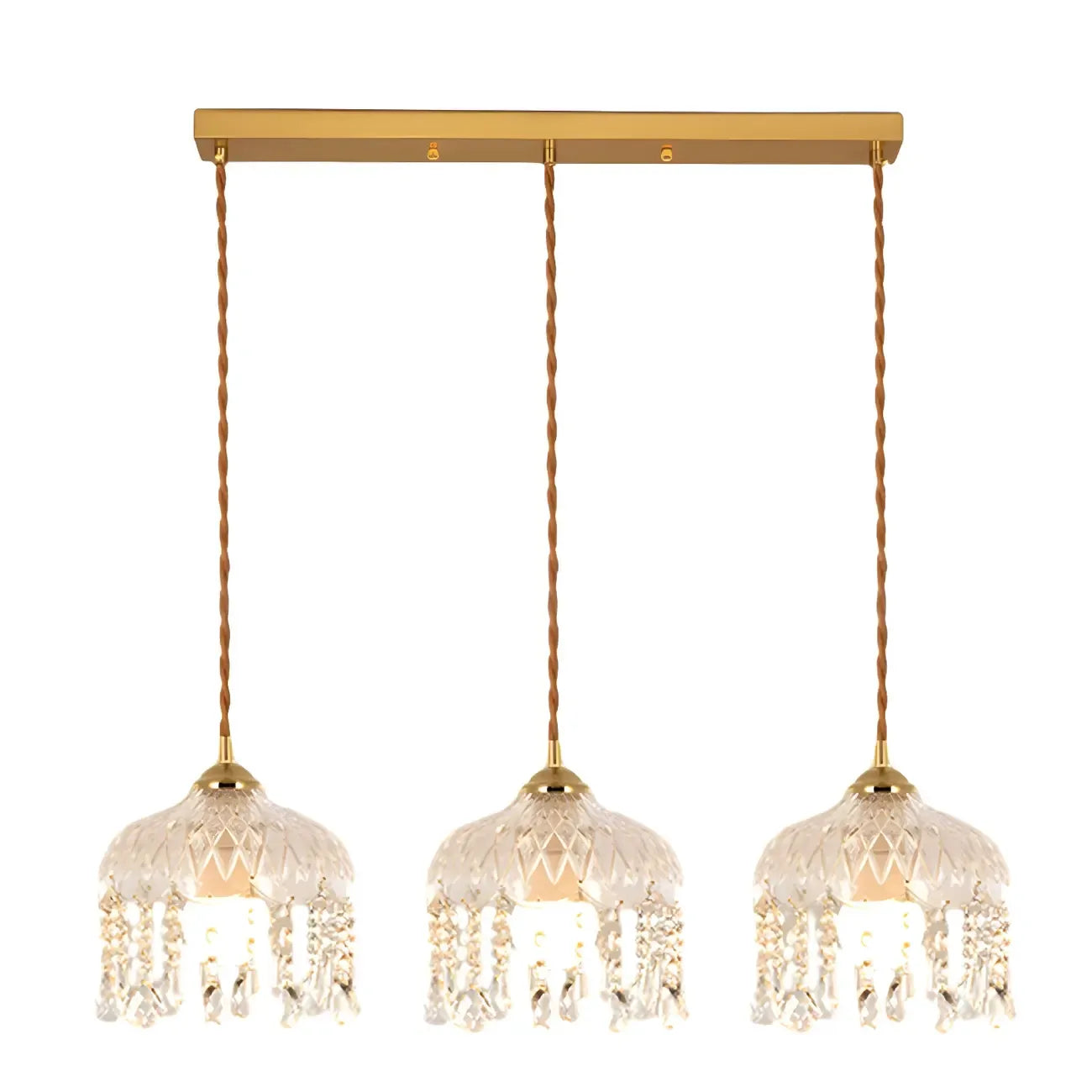 Luminaires suspendus élégants en cristal doré pour îlot