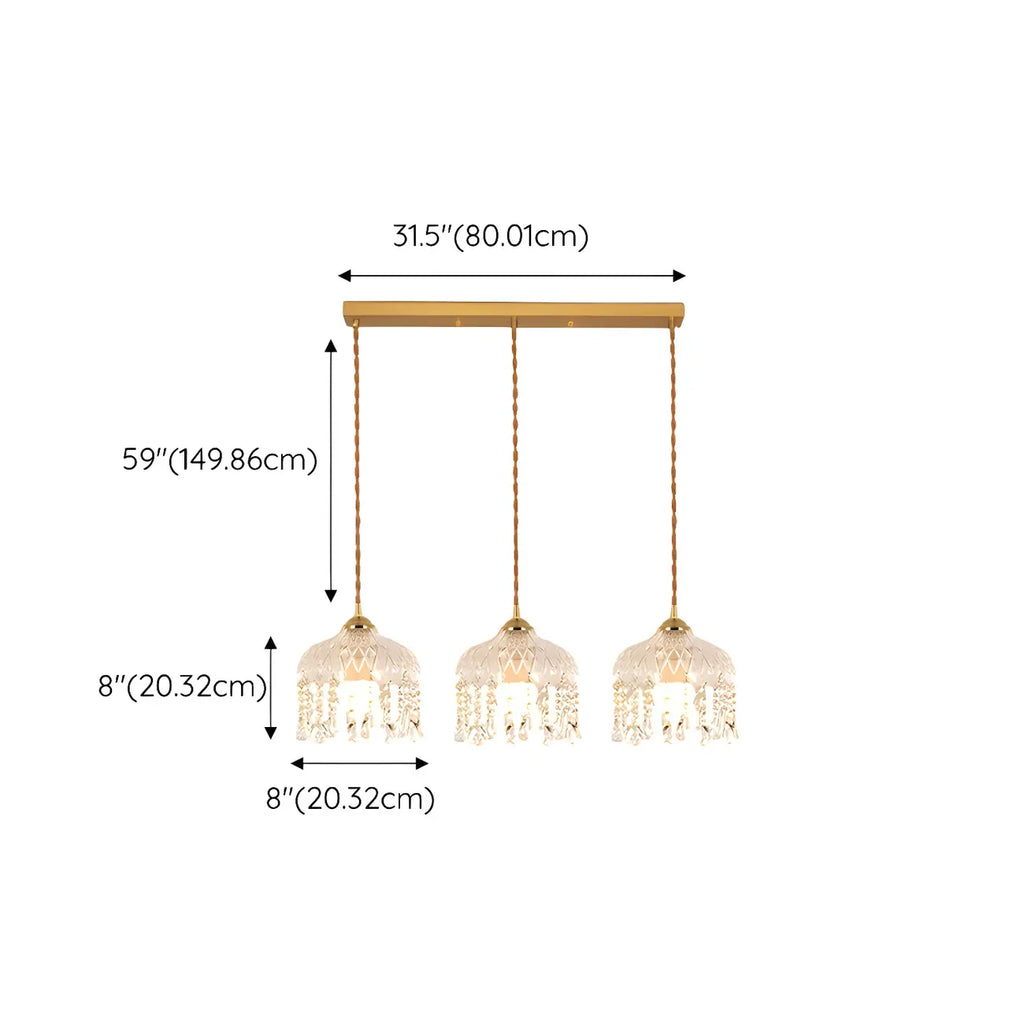 Luminaires suspendus élégants en cristal doré pour îlot