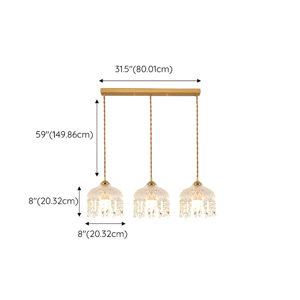Luminaires suspendus élégants en cristal doré pour îlot