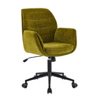 Sedia da ufficio girevole in tessuto imbottito verde regolabile